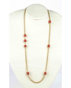Gold, Cerasuolo Coral and Diamonds Necklace - by ROVIAN - SOLD