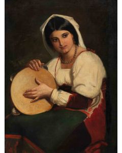 German Artist - Italian Girl with a Tambourine - Old Masters' Art