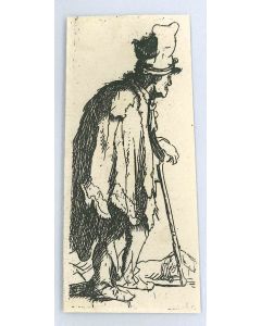 Beggar With A Crippled Hand Leaning On A Stick