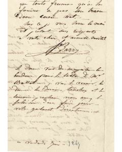Autograph Letter by Francois-Pierre Barry