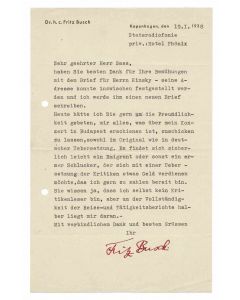 Typewritten Autograph Letter by Fritz Busch - Original Manuscripts
