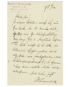 Autograph Letter by Engelbert Humperdinck