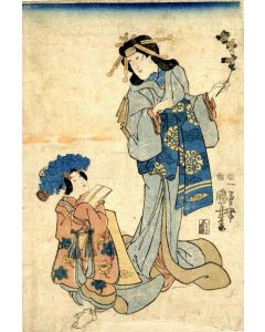 Utagawa Kuniyoshi - Actor in Onnagata Role Accompanied by a Kamuro - Modern Artwork