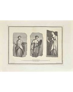 Three Roman Ladies, Antiquities of Hercolaneum - Giovanni Morghen - Old Master's Artwork