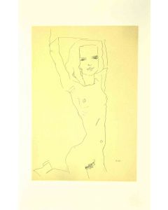 Egon Schiele - Nude Girl with Raised Arms - Contemporary Art 