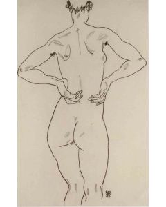 Egon Schiele - Female Nude from the Back - Contemporary Art 