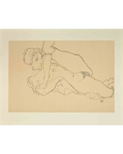 Egon Schiele – Reclining Nude, Left Leg Raised - Contemporary Artwork 