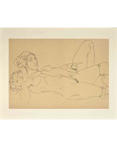 Egon Schiele - Two Reclining Girls - Contemporary Artwork 