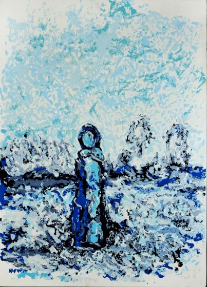 Woman In Blue by Ponti - Contemporary Artwork