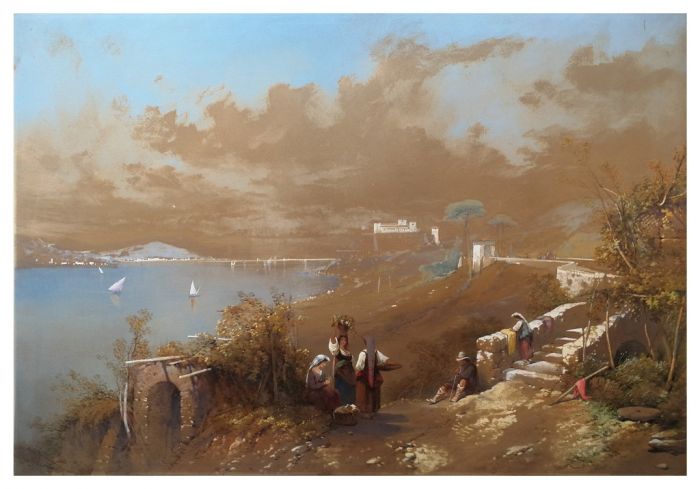 Bay Of Naples by Thomas Charles Leeson Rowbotham - Old Master Artwork