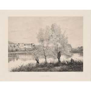 Ville d'Avray by Charles Pinet, after Camille Corot - Modern Artwork