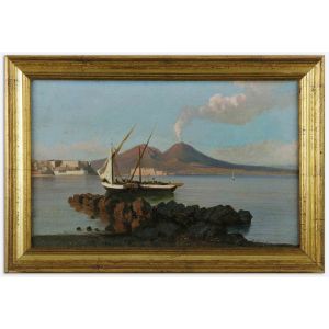 View of Naples  with Vesuvio - SOLD