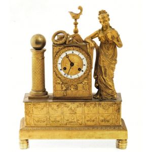 Antique French Gold Plated Bronze Shelf Clock
