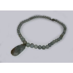 Green Jade Necklace with a Jade Pendant