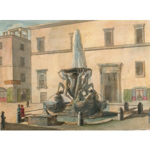 Roman Fountains by an Italian anonymous artist of XIX century - Old Masters Artwork