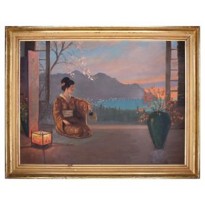 Japanese Sunset With Geisha by Anonymous - Modern Artwork