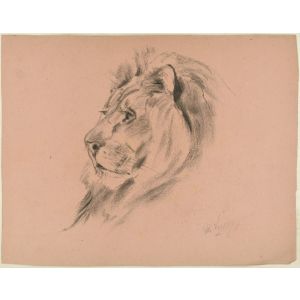 Profile of a Lion by Wilhelm Lorenz - Modern Artwork