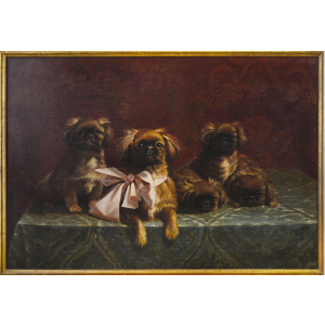 Pekingese Family of Dogs by Vitaliano Rossi Filiberto - Modern Artwork 
