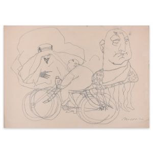 Man On A Bicycle by Mino Maccari - Modern Artwork