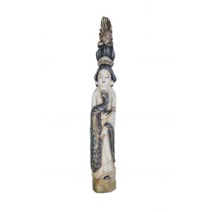 Painted Ivory Carving of a Standing Female Figure
