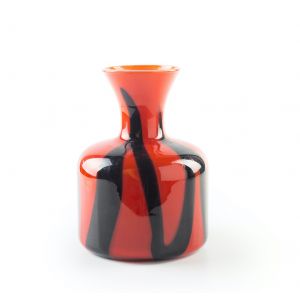 Red and Black Glass Vase