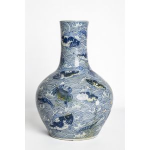 Pair of Sea Life Chinese Vase