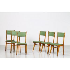 Set of Six Green Chairs