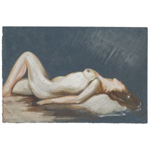 Nude 1940's is an original drawing in tempera and watercolor a on paper, realized by Jean Delpech (1988-1916).