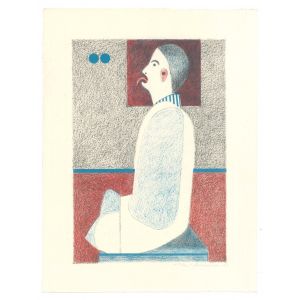 Figure is an original lithograph on ivory-colored cardboard, realized by Alfonso Avanessian in 1969. 