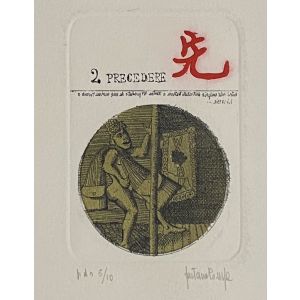 2-PRECEDERE is an original color etching, realized by the Italian contemporary master, Gaetano Pompa. 