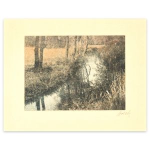 Stream is an original drawing in etching technique on paper, realized by Anonymous Artist of first half of the 20th Century, in 1930s.