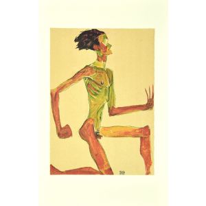 Kneeling Male Nude In Profile by Egon Schiele -  Modern Artworks 