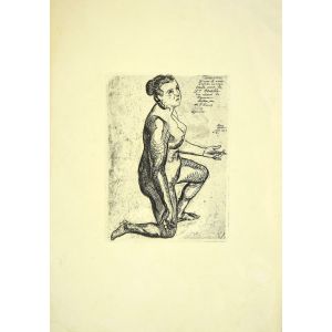 Nude Figure, d'apres Nature, is an original etching on cardboard realized by Regnault in the second half of the XX century, in 1965s.