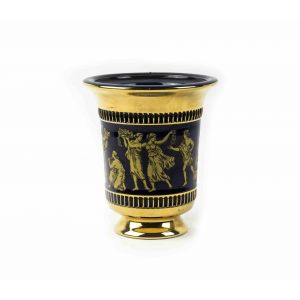 Small Gilded & Blue Vase in the Style of Piero Fornasetti