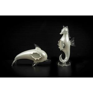 Vintage Glass Dolphin and Seahorse