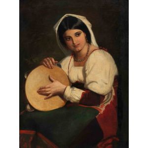 German Artist - Italian Girl with a Tambourine - Old Masters' Art