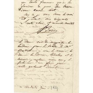 Autograph Letter by Francois-Pierre Barry