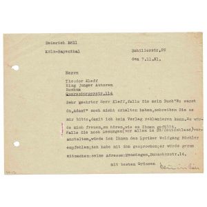 Typewritten and Signed Letter by Heinrich Böll