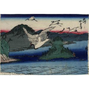 After Hiroshige - Crane over Seascape - Modern Artwork