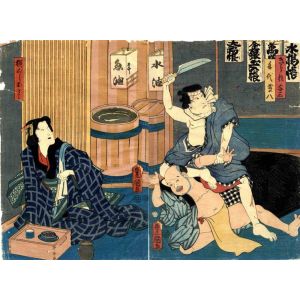 Utagawa Kunisada - Otomi Watches as the Thief Yosaburo - Modern Artwork
