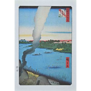 After Utagawa Hiroshige - Tile Kilns and Hashiba Ferry, Sumida River - Modern Artwork