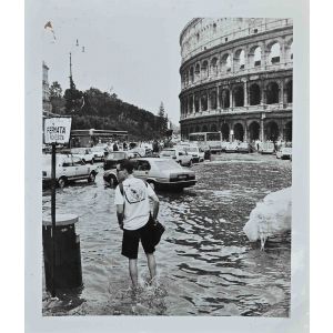 Downpour in Rome 1989 - Vintage Photograph