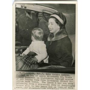 Queen Elizabeth II with Baby Prince Andrew - Vintage Photograph