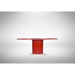 Red Metal and Marble table
