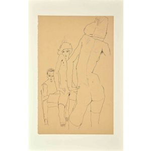 Schiele Drawing a Nude Model in front of a Mirror 