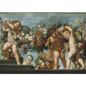 Putti with Garlands of Flowers