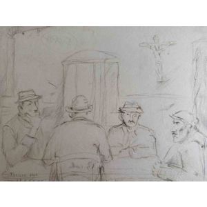 Fiorenzo Tomea - Men at the Table - Modern Artwork 
