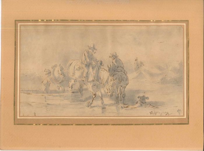Paesaggio con uomini e cavalli by Anonymous - Old Master Artwork