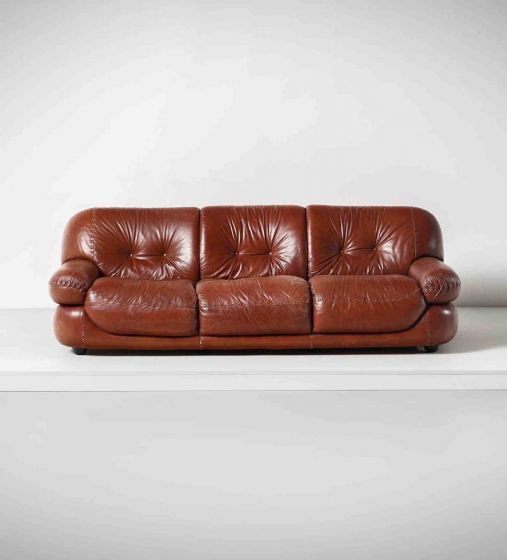 Vintage Three-Seater Leather Sapporo Sofa fro Mobilgirgi - Design Furniture 