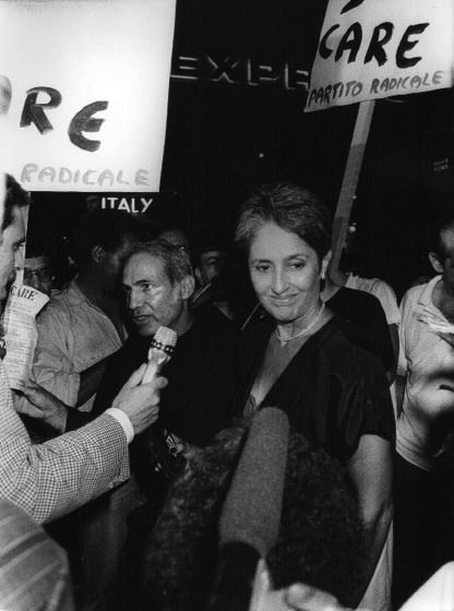 Joan Baez while Demonstrating in Rome
